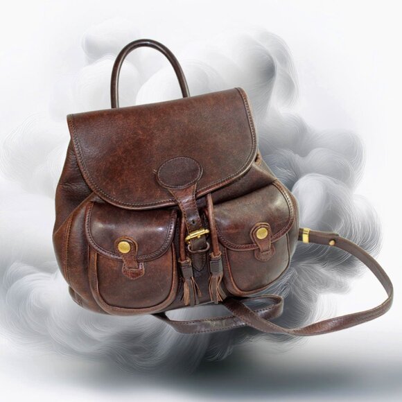 Dooney & Bourke Vintage Deep Chocolate Leather Saddle Backpack